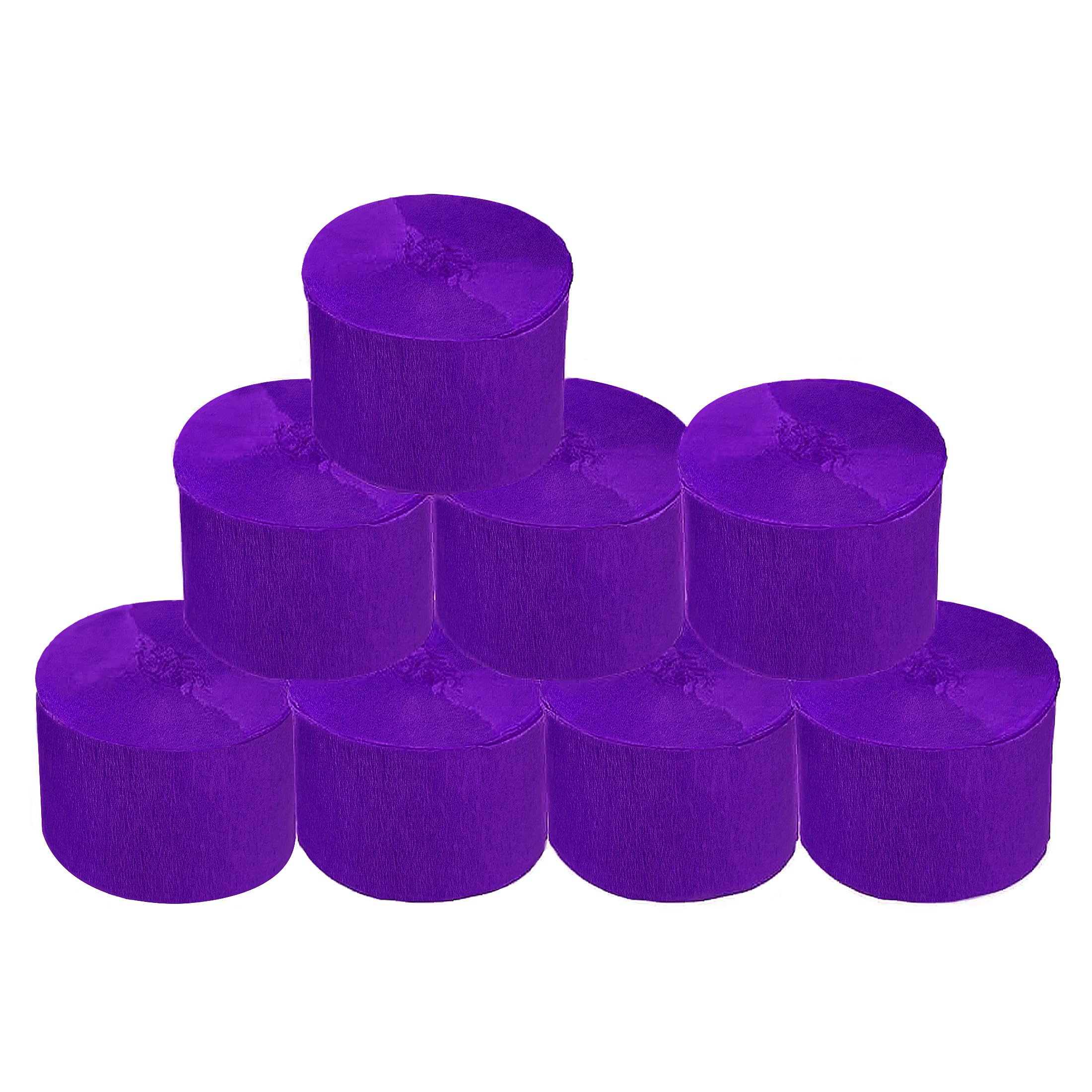 8 Rolls Purple Crepe Paper Streamers, Wedding Birthday Baby Shower Party Decoration, Rainbow DIY Supplies, Living Room Bedroom Decor