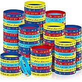 Karenhi 96 Pcs Autism Awareness Silicone Bracelets Rubber Colorful Puzzle Pieces Silicone Wristband for Women Adult Gifts Party Supplies Presents