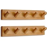 LARHN Wall Mounted Coat Rack with 5 Heavy-Duty 1" Diameter Hooks (2-Pack), 16.5" - Wooden Wall Hook Rack - Modern Scandinavian Home Decor