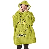 The Grinch Adults Oversized Wearable Blanket Options Green Sherpa Fluffy Fleece Embroidered and AOP Christmas Hoodie