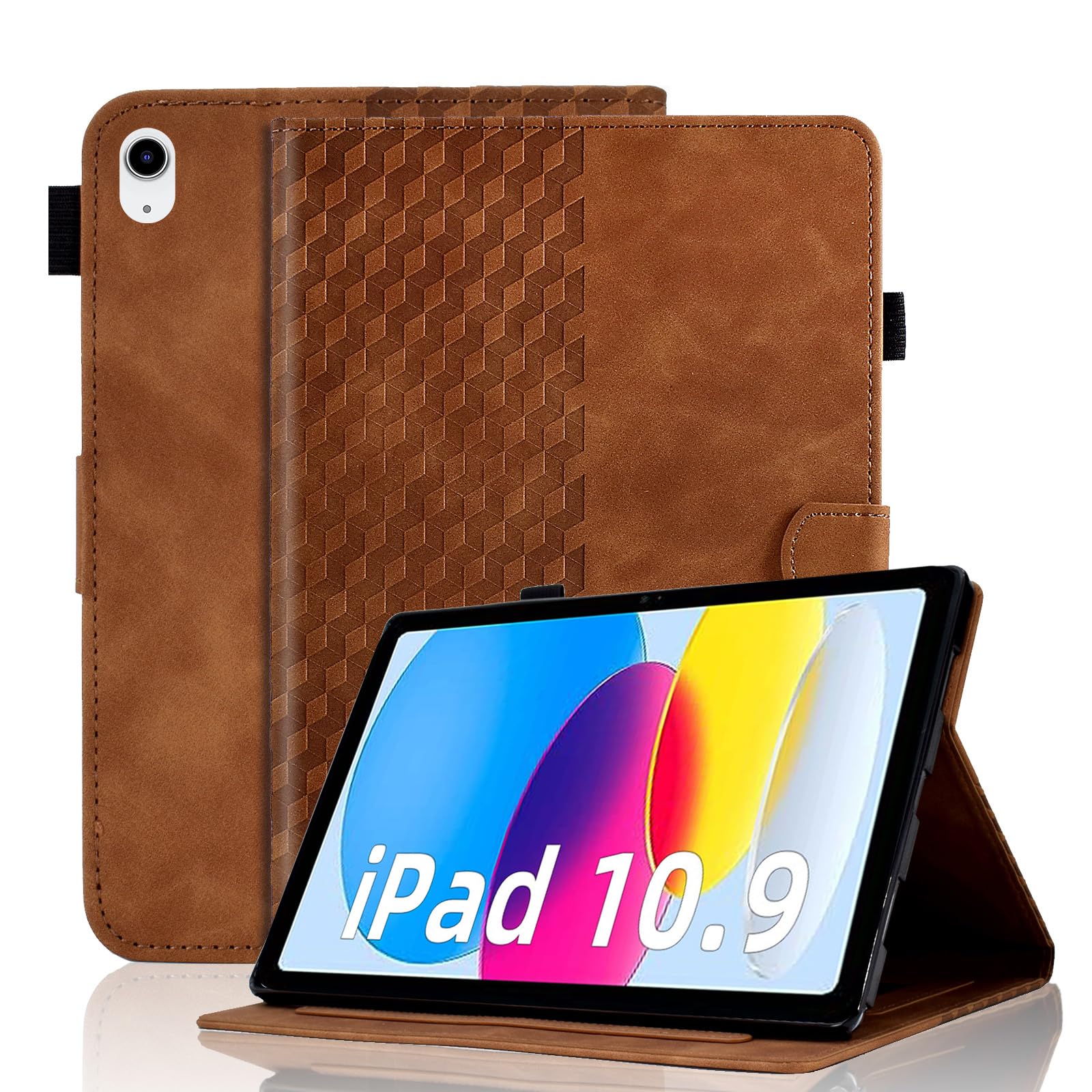 Vkooer Case for iPad (A16) 11th Generation 2025 11-inch/10th Generation 2022 10.9 inch Leather Folio Cover with Auto Sleep/Wake Card Pocket Multi Angle Viewing Stand Smart Shell, Brown — image 1