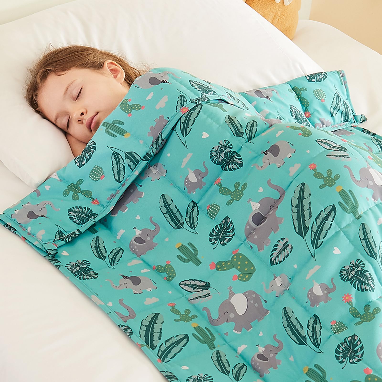 HOSUKKO Weighted Blanket - 5 lbs Green Bush Heavy Blanket - Breathable Blanket(36 * 48 inches, 5 lbs) Image