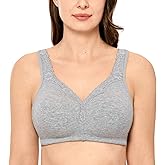 DELIMIRA Women's Wireless Plus Size Full Coverage Lace Bra Cotton Unlined Comfortable