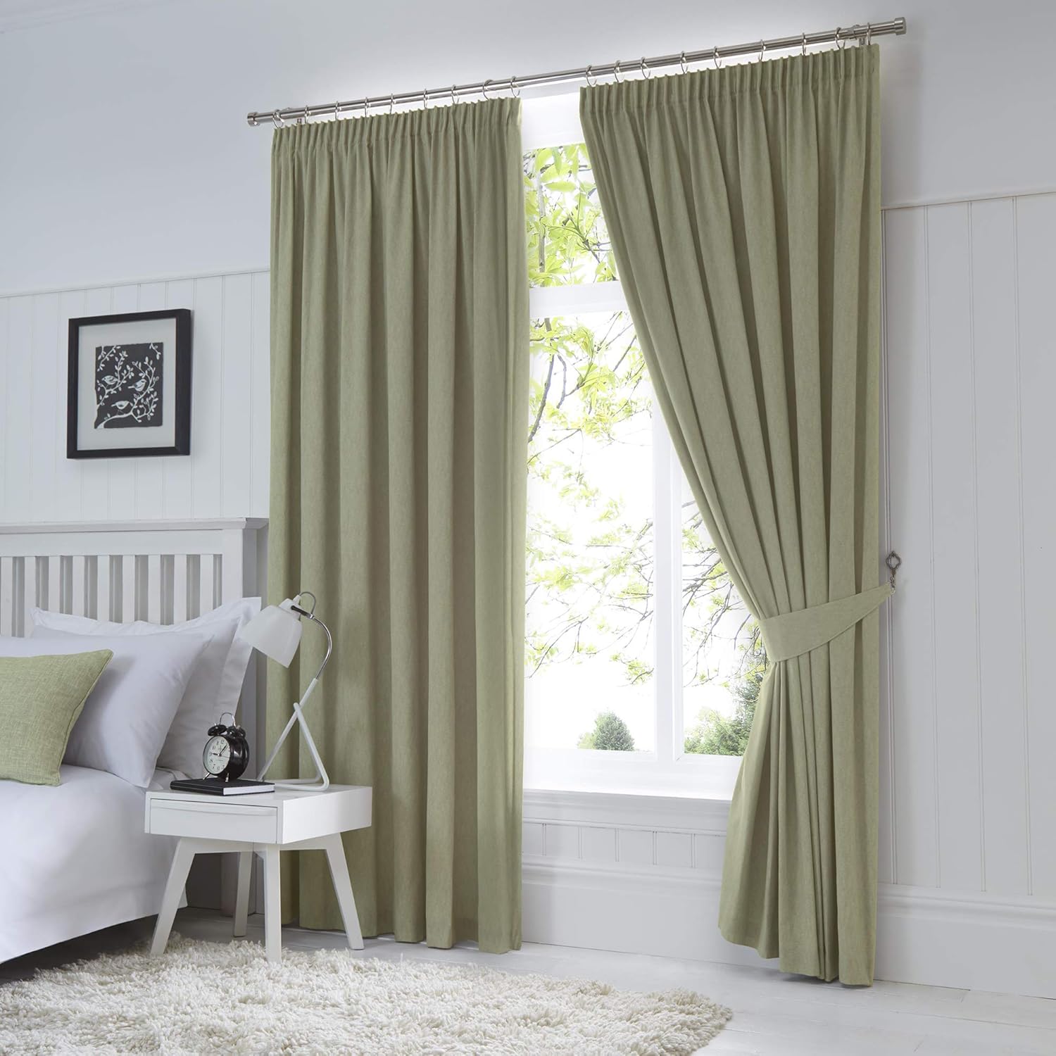 Fusion Sage Green Blackout Pencil Pleat Curtains, Pair W90 x L72 (229 x 183cm) - Image 3