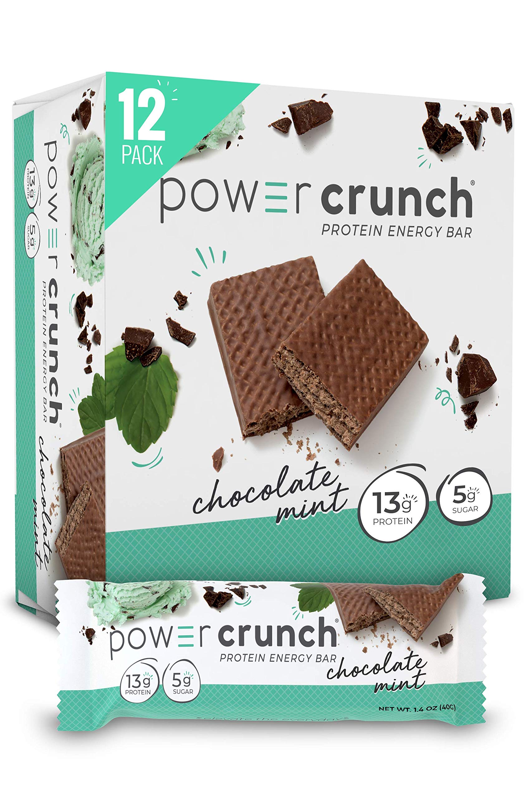 Power Crunch Protein Energy Bar, Chocolate Mint, 1.4Ounce Bars, 12