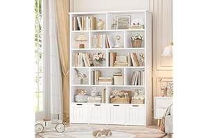 FINETONES 69" H Toy Storage Organizer, 6 Tier Tall Kids Bookshelf with 4 Movable Drawers and 12 Storage Cubbies, 49.4" W Toy Organizers and Storage Organizer Playroom Storage for Kids Room