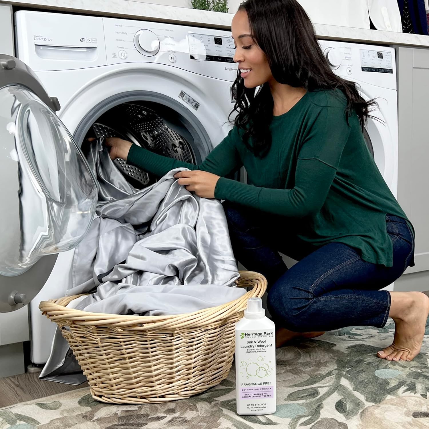 Heritage Park Silk & Wool Fragrance Free, Hypoallergenic, pH-Neutral Laundry Detergent – Dermatologist-tested, Sensitive Skin-Friendly, Enzyme-Free, Concentrated Up to 64 loads (32 fl oz)