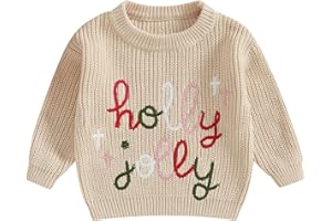 Nokpsedcb Baby Girl Boy Cute Gingerbread Man Embroidery Long Sleeve Oversized Sweater Newborn Infant Christmas Outfits