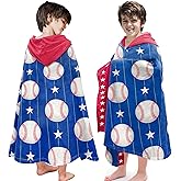 HSUIOFE Hooded Towels for Kids -Toddler Beach Towel- Super Absorbent & Quick Dry 100% Cotton 30x50 Inch - to Kid Ages 3-10-Baseball Pattern Design