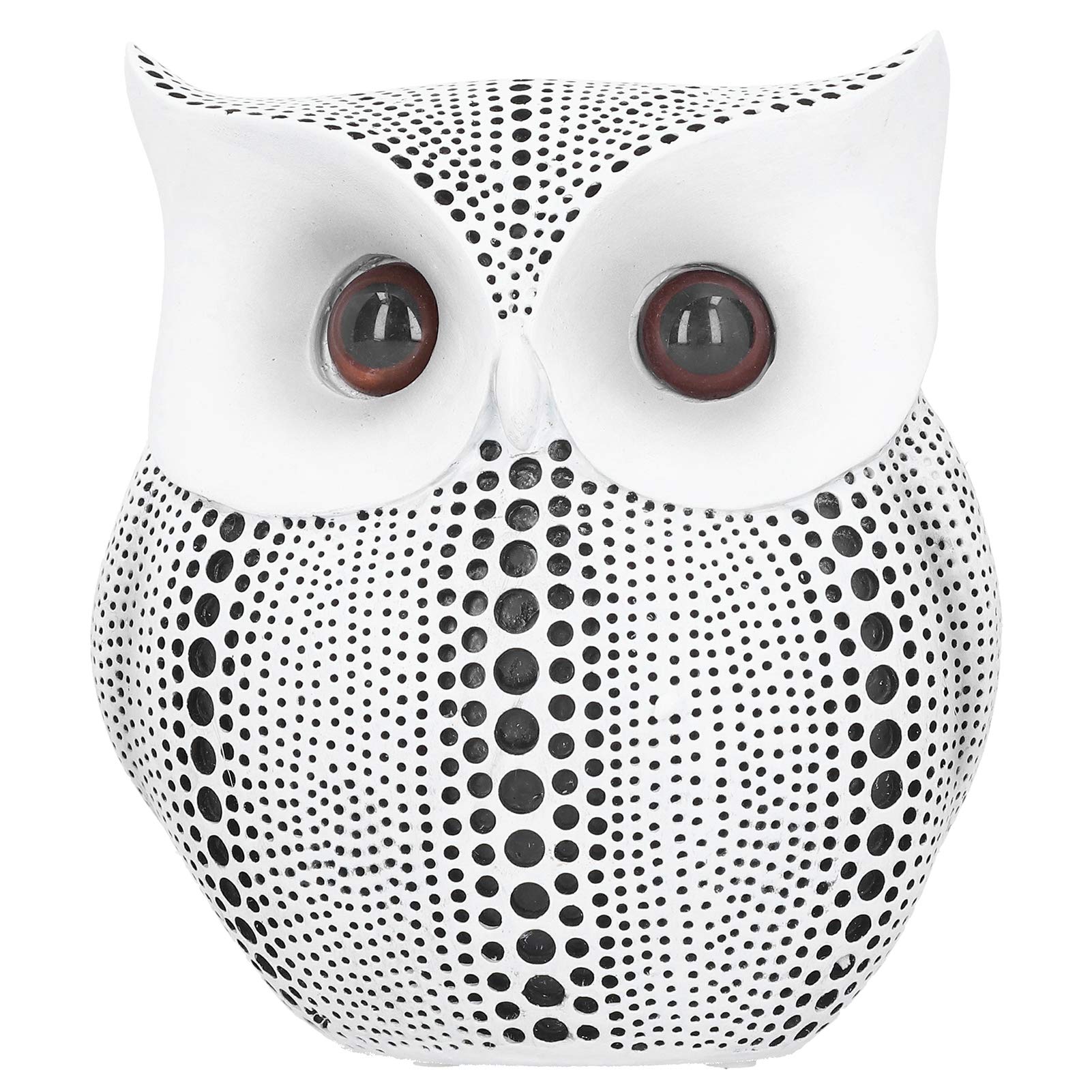 Owl Statue Ornament Owl Figurines Decor Polka Dot Owl Small Resin Artificial Owl Non Slip Animal Sculpture Ornament for Home Office Tabletop Easter Gift (White)