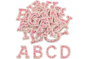CHRORINE 26/52/78 Pcs Self Adhesive Pearl Rhinestone Letter Patches A-Z, Pearl Letter Alphabet Stickers for Hats, Clothes, Pa