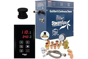 SteamSpa Premium 9 KW QuickStart ACU-Steam Bath Generator Package with Built-in Auto Drain in Matte Black Finish|Touch Panel Control System|PRT900MB-A
