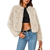 ZESICA Women's 2026 Winter Faux Fur Coats Fluffy Cropped Jacket Long Sleeve Shaggy Outerwear Fall Clothes with Pockets