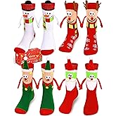 Itscolofy 4 Pairs Christmas Socks for Kids, Crazy Holiday Hand Holding Socks Funny Christmas Stocking Stuffers for Girls Boys