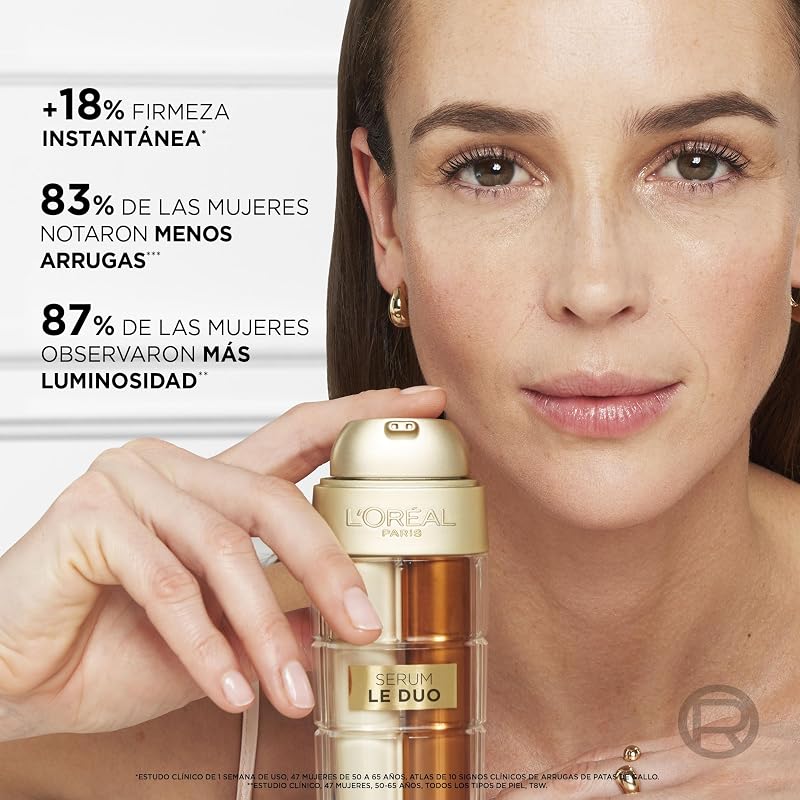 L'Oréal Paris Age Perfect Le Duo Sérum Anti Rides Rajeunissant et Hydratant pour Tous Types de Peptides de Collagène avec Vitamines B3 et C* Inspiré des Cosmétiques Coréens 30 ml