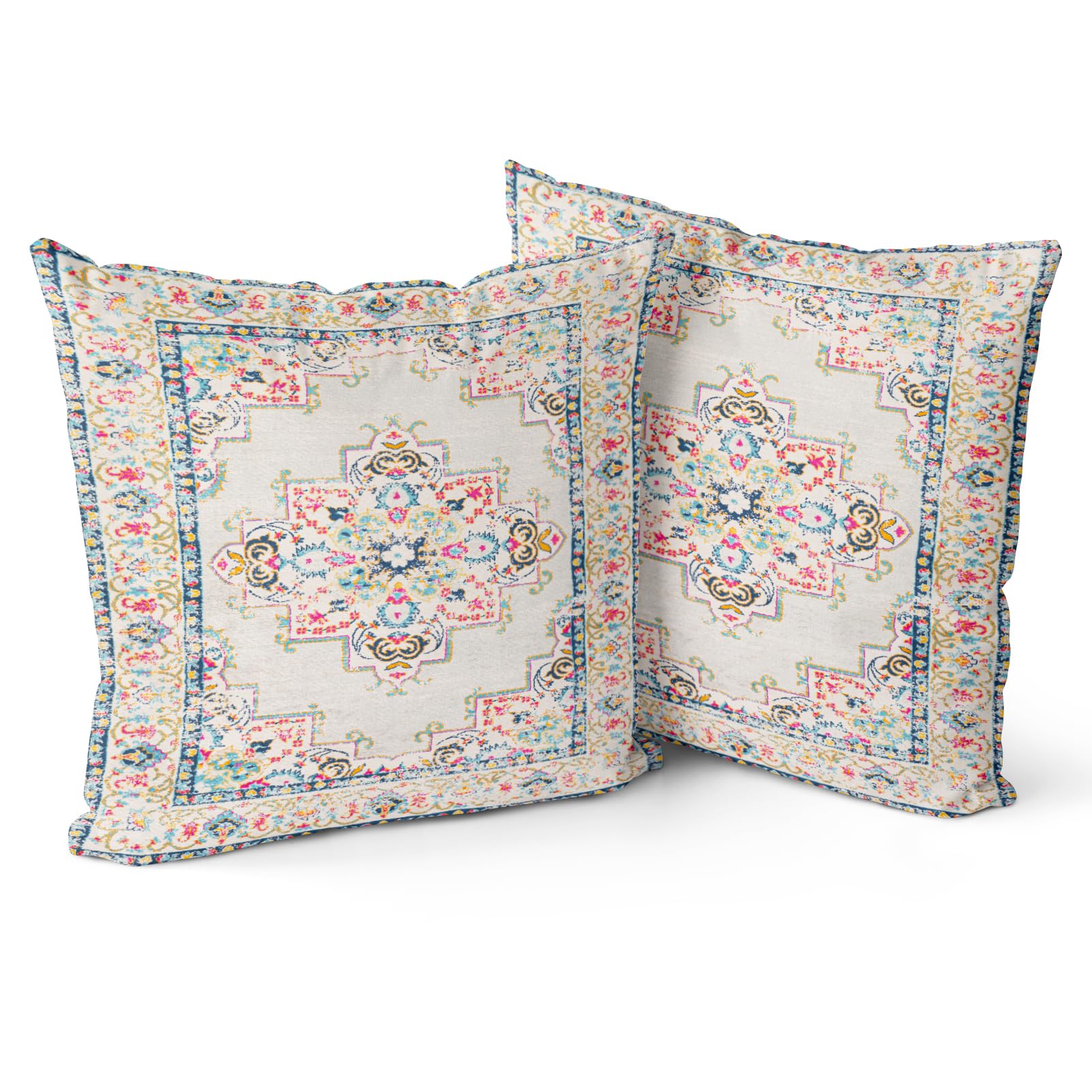 Snylcce Boho Throw Pillow Covers Set of 2 -Light Pink Antique & Vintage Design, Double-Sided Pattern 45x45 cm Soft Cushion Covers for Garden Couch, Sofa, Bed - Decorative 45x45 CM Pillowcases