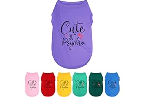 PAIAITE Expressive Polyester Dog Shirt Vest: Soft and Lightweight Puppy Shirt for Small and Medium Dogs, Featuring The Playful 'Cute but Psycho' Slogan Print Shirts Tank Top Purple M