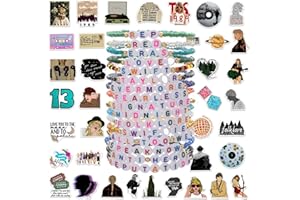XUDAKAIXIN Taylor Friendship Bracelets Lover Fearless Anti Hero Folklore Speak Now 1989 Reputation Friendship Evermore Debut TS Bracelets 12 Pcs with 50 Pcs T-aylor Stickers