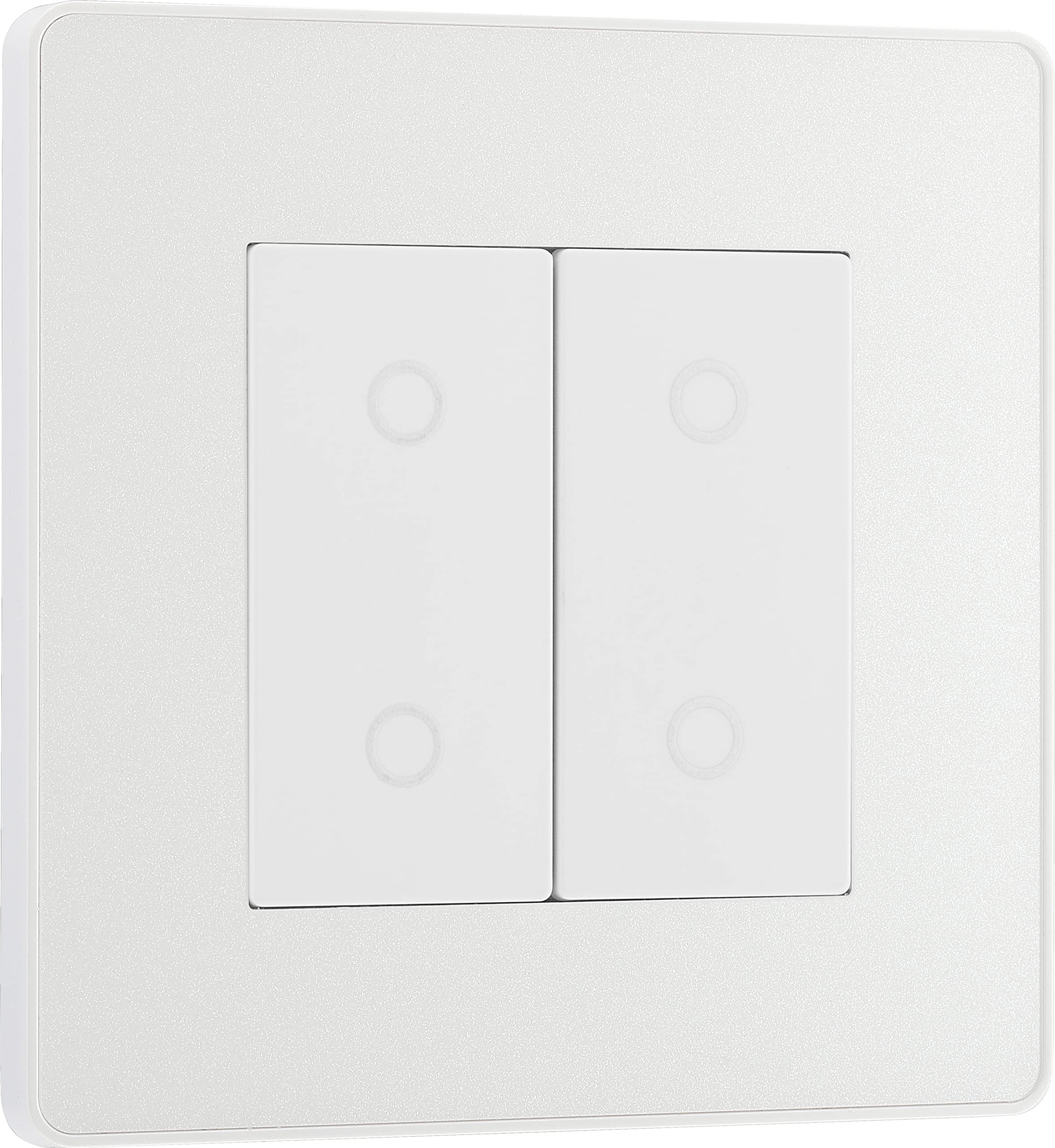 BG Electrical Double Slave/Secondary Touch Dimmer Wall Light Switch, 2-Way, Trailing Edge, Screwless Front Plate, Evolve, Pearlescent White, 200W, PCDCLTDS2W