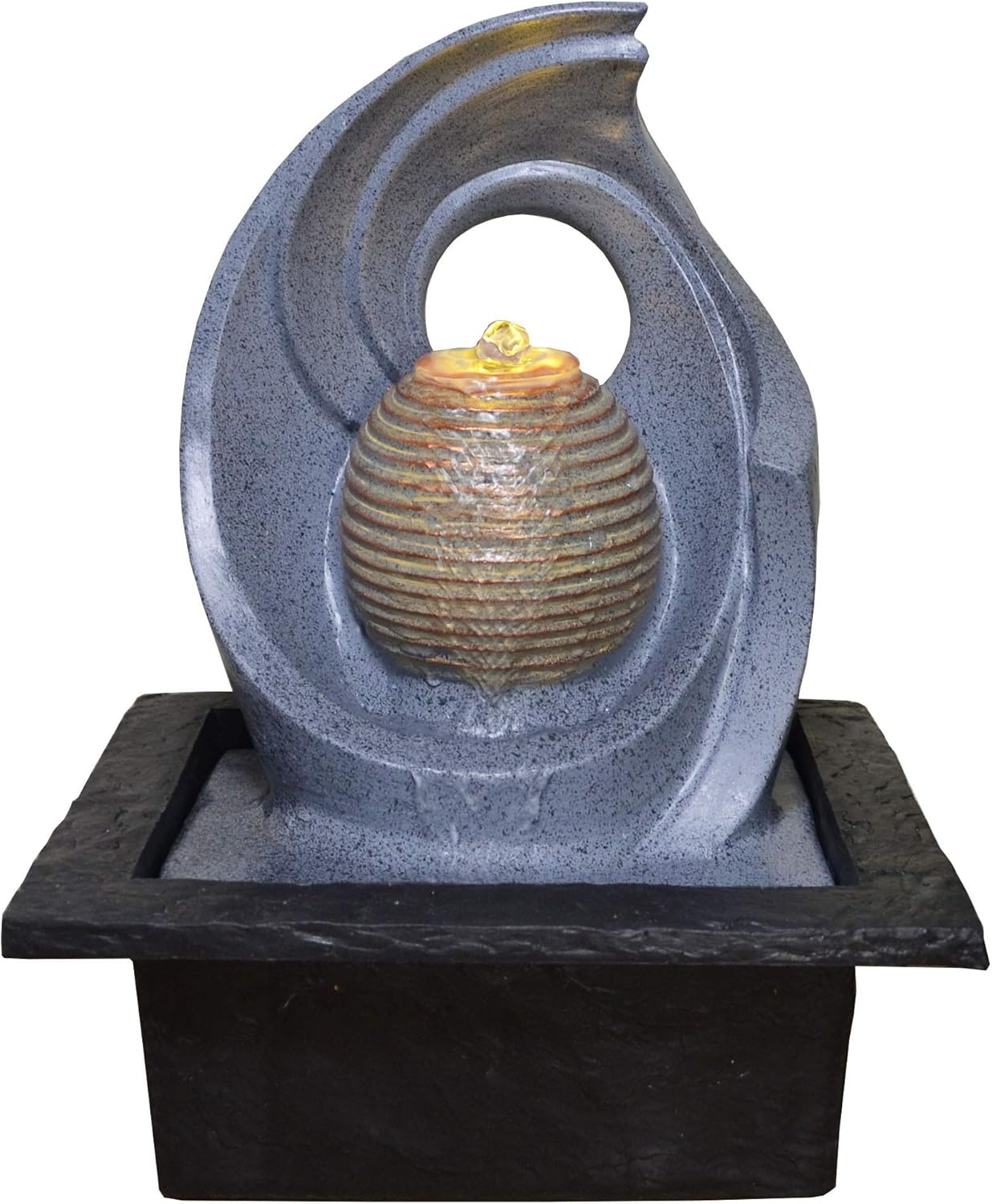 Abstract Spiral With Stone Ball Water Fountain With Light Perfect