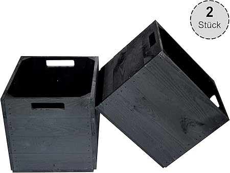 Vinterior - 2 Cajas de Madera Negras para estantería Kallax 33 x 38 x 33 cm IKEA