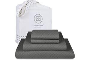 Threadmill Luxury 100% Cotton King Sheets - 800 Thread Count Jacquard Celine Dark Grey, Better Than Egyptian Cotton,4 Pc Striped Bed Set, Damask Sheets, Fits 16'' Deep Pocket