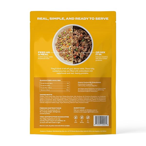 JINX CHICKEN DOG WET FOOD, MEAL OR MIX IN DOG TOPPERS FOR DRY FOOD, MADE WITH REAL CHICKEN, BONE BROTH & BROWN RICE, NO FILLERS, PUPPY, ADULT, SENIOR, 9OZ, 6 PACK