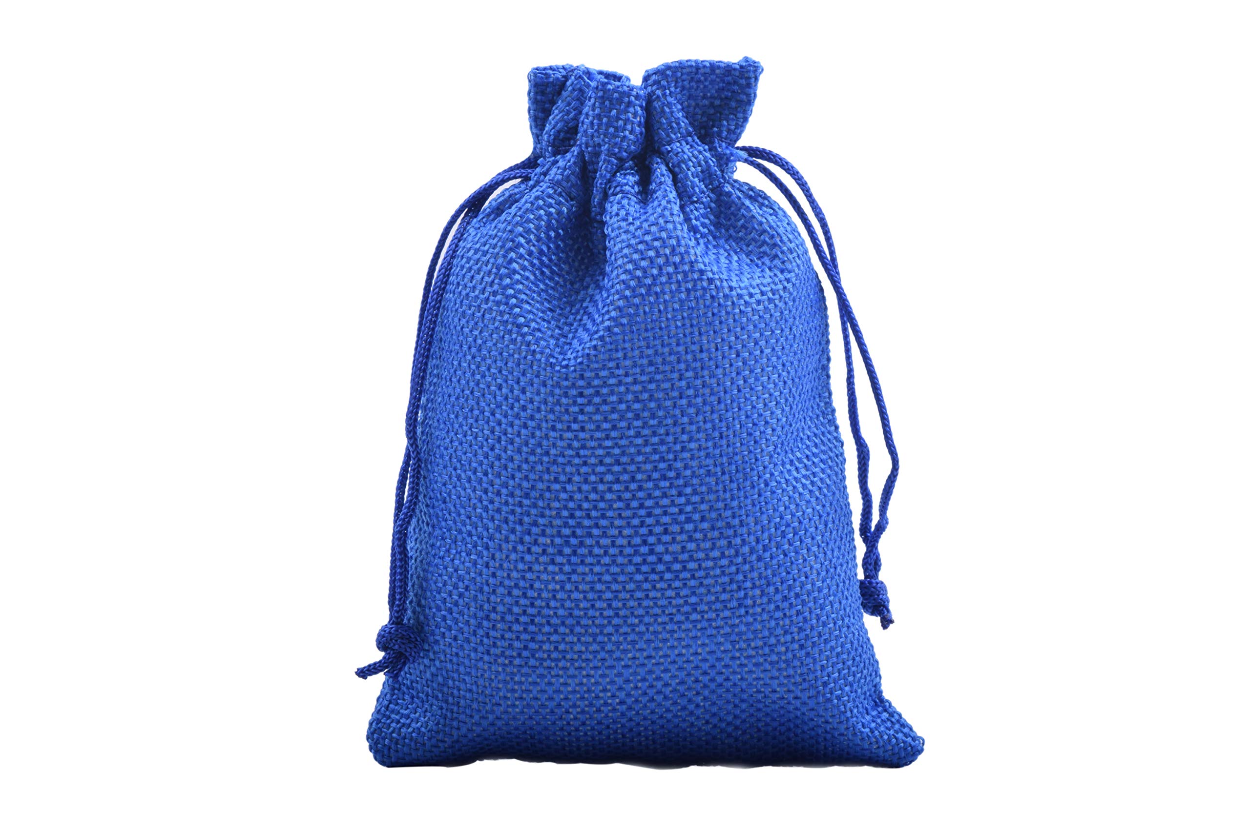 Sansam 20pcs Royal Blue Drawstring Burlap Gift Bags, 6.0x8.0 Inch Lining Burlap Favor Sacks For Herb, Spices, Medium Size Jute Treat Bags for Christmas, Wedding, Party,Household Storage
