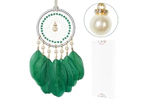 HOLSM-III Mini Dream Catchers - Goose Feather with Luxury Pearl, Natural Leather, Handmade Small Dreamcatcher for Bedroom, Dream Catcher for Girls, Dream Catchers for Boys, Dream Catcher Wall Decor