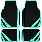 CAR PASS Mint Green Edge Leather Car Floor Mats, Universal Car Mats with Double Stitch Line and Anti-Slip Backing Design, for Cute Girly Women, Fit 95% Automotive,SUVs,Sedan,Vans (Black and Mint)