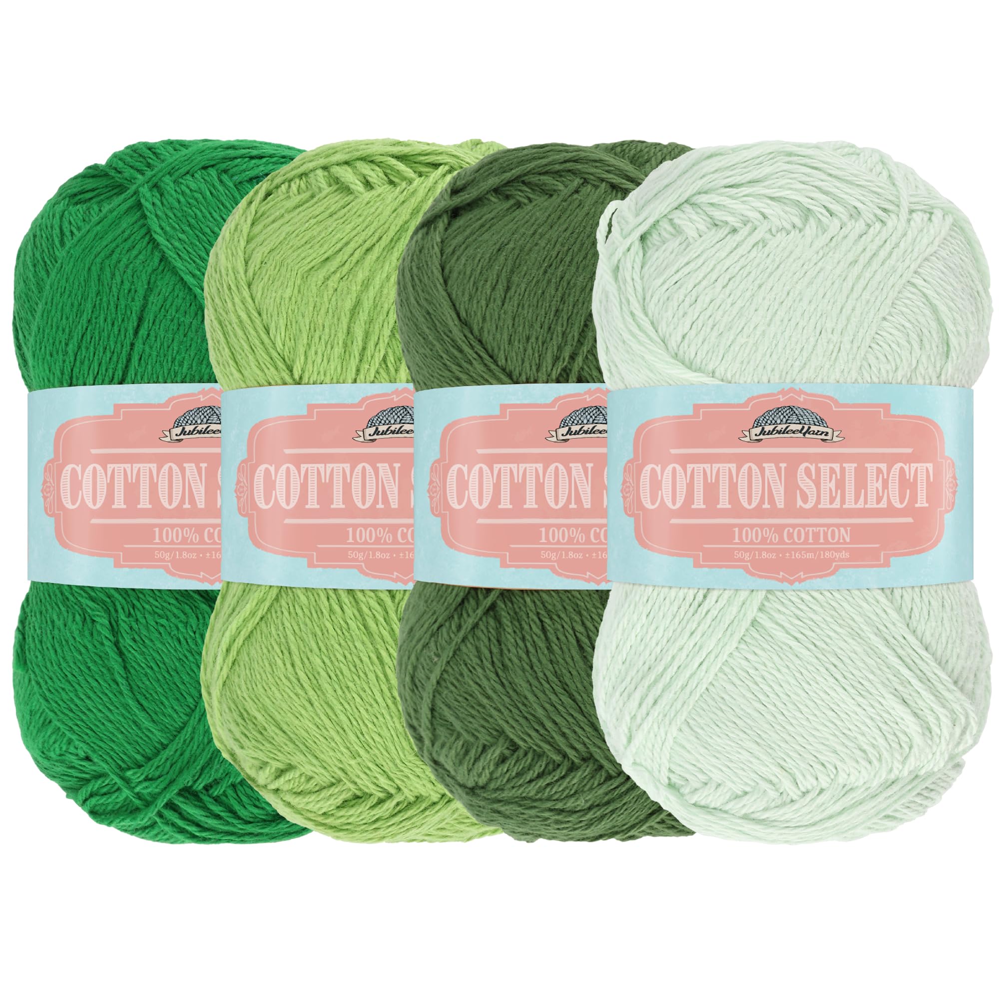 Cotton Select Sport Weight Yarn Color Palette Pack - 100% Fine Cotton - Shades of Green - 4 Skeins — image 1