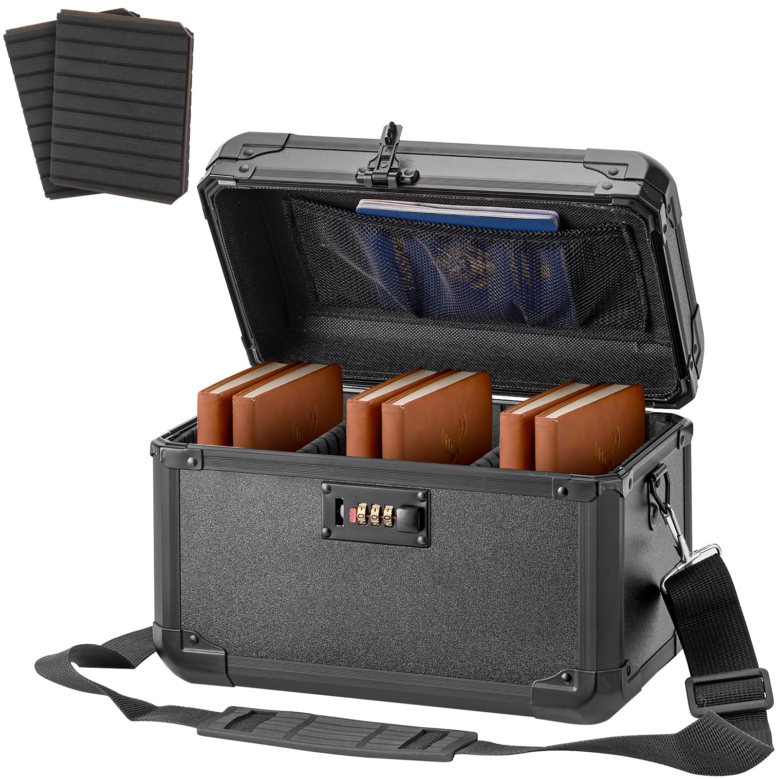 Photo 1 of LOCKCURX Aluminum Alloy Lock Box with Code, Lockable Storage Box for Medicine, Cash, Phone & Valuables – Childproof, Portable & Durable – 12.2 x 7.8 x 6.8 Inch Black – Home, Office, School Use