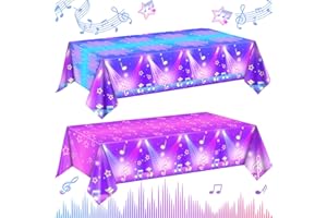 AFZMON 2Pcs Movie Kpop Hunters Birthday Decorations Tablecloth, Magical Music Themed Disposable Plastic Table Covers, Happy Birthday Party Supplies- 54 x108Inch