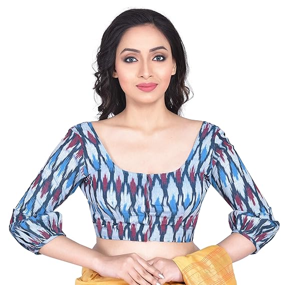 Multicolor Ikkat Woven Cotton Blouse (G-005392)