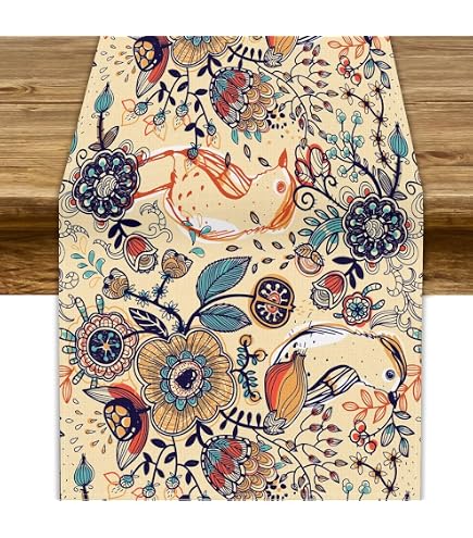 XCHI Patriotic Table Runner 13x72 Inch - Flowers, Cardinals, Stars For 4th Of July, Memorial Day - View #11