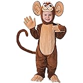 Fun Costumes Toddler Funky Monkey Halloween Costume, Baby Dress Up Jumpsuit Outfit With Hood, Boot Covers, And Gloves