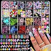 3D Mix Assorted Color Nail Charms Acrylic Multi Cute Nail Art Charms Hollow Candy Jewelry Nail Supplies for Nail Art Design DIY Crafts Accessories (Nail Rainbow)