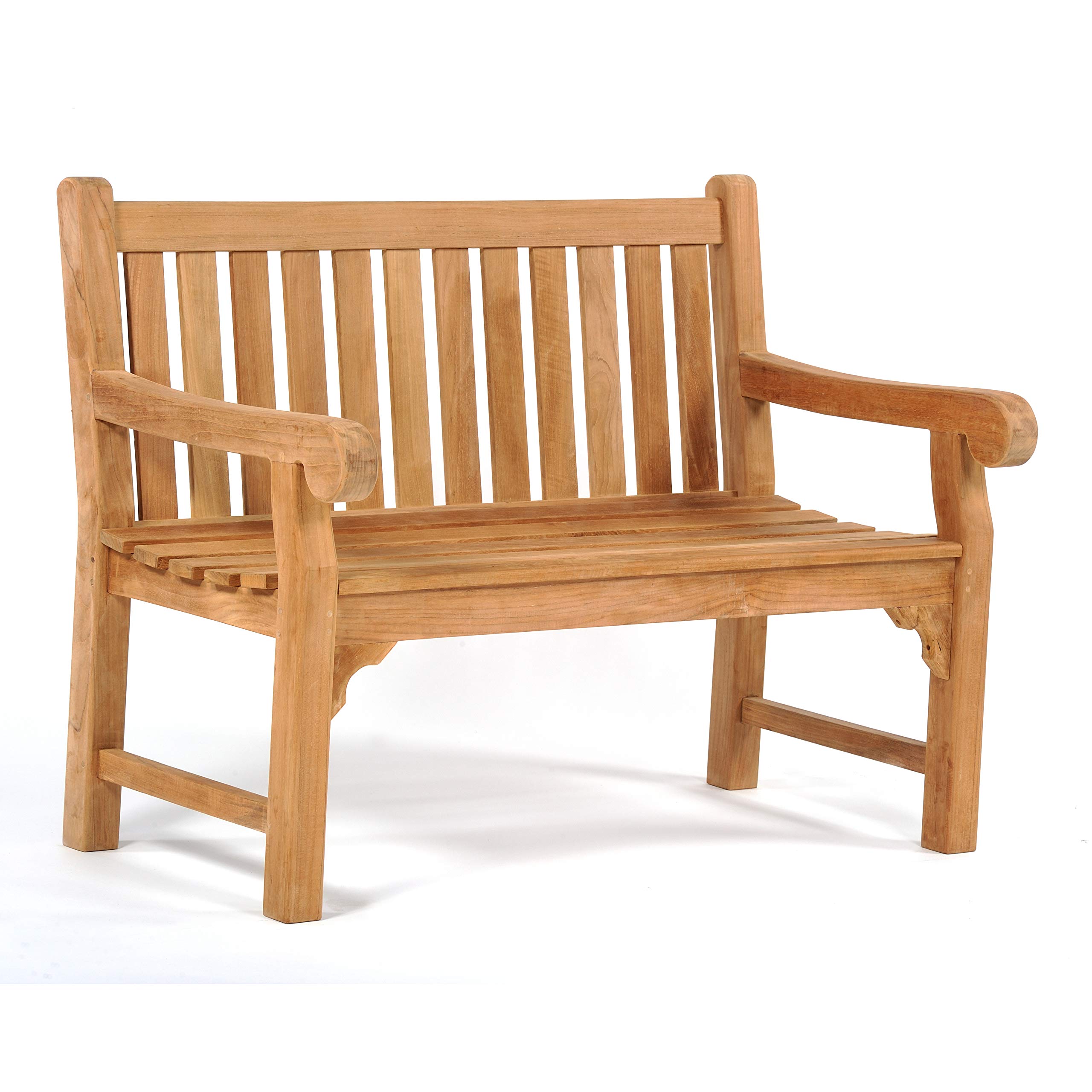BrackenStyle Queensbury 2 Person 120cm Teak Garden Bench - 2 Seat Luxury Wooden Patio Outdoor Grade A Teak Bench Seat