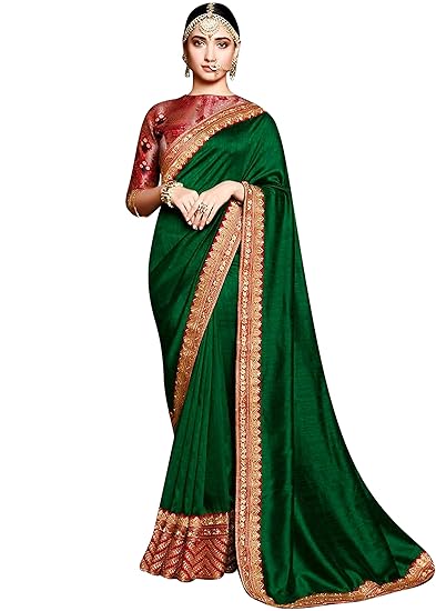 Entaro International Womens Designer Embroidery and Lace Worked Multi coloured Silk Saree with Blouse Piece