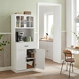 VASAGLE Tall Kitchen Pantry Cupboard with Glass Doors White LSC361W21 view 4