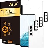 Ailun Screen Protector + Camera Lens Protector for Galaxy S22, 3+3 Pack | Tempered Glass, Fingerprint Unlock Compatible, Clear, Case Friendly