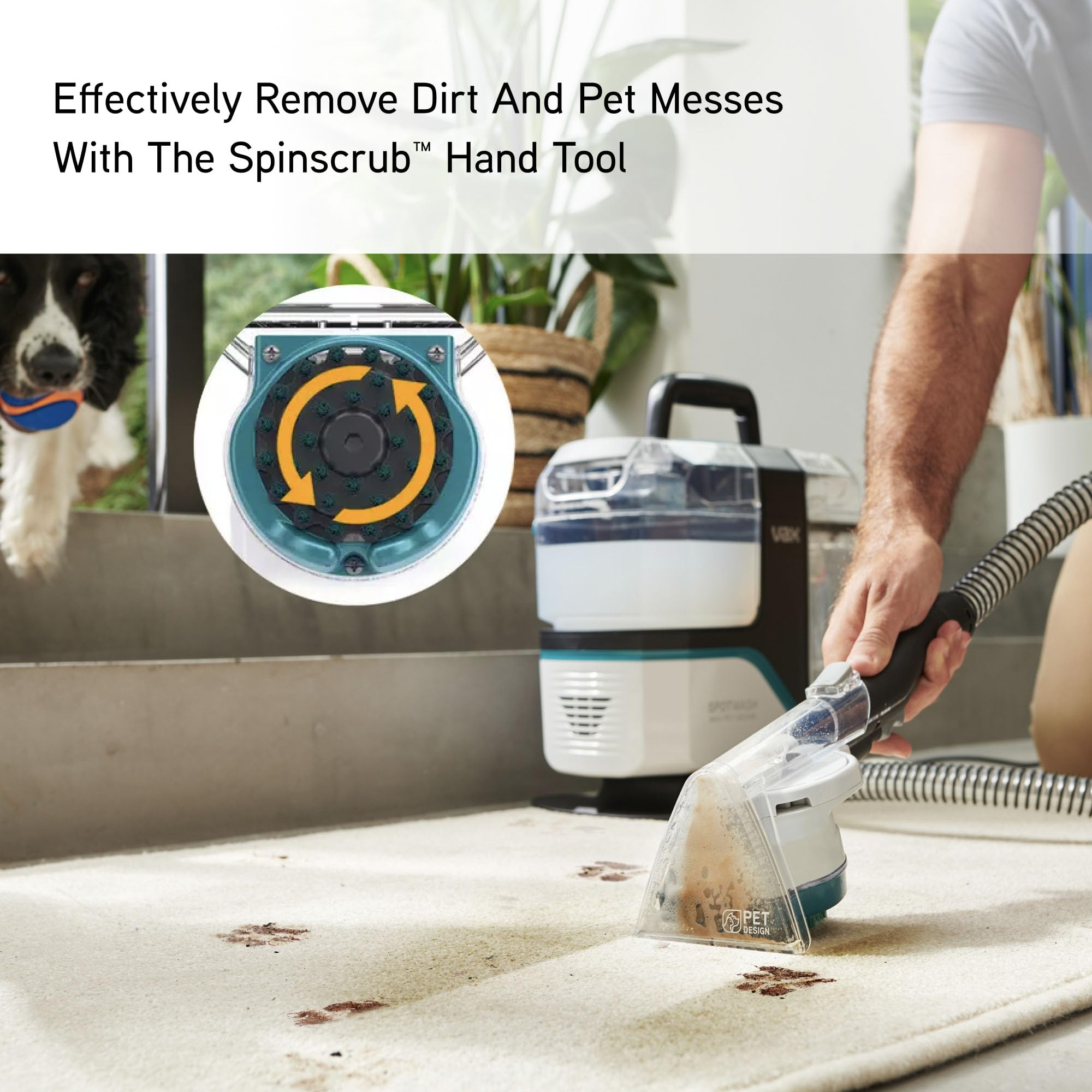 Vax SpotWash Max Pet-Design Spot Cleaner, Carpet Cleaner Machine, Upholstery and Sofa Cleaning, XL Tanks, Motorised, Crevice & Pet Tools for Spills & Stains, Included Solution, White/Blue, CDSW-MPXP