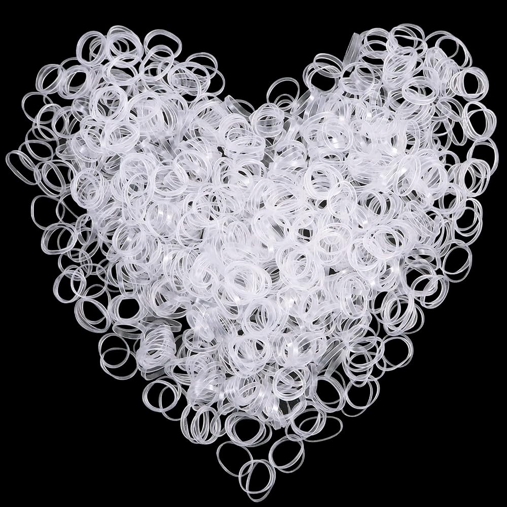 Sularpek Clear Elastic Hair Bands 1000 Pcs Tiny Soft Hair Ties 16mm
