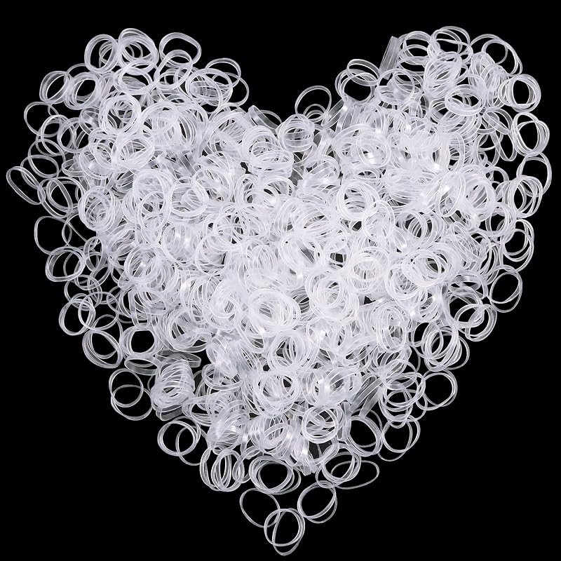 Sularpek Clear Elastic Hair Bands 1000 Pcs Tiny Soft Hair Ties 16mm