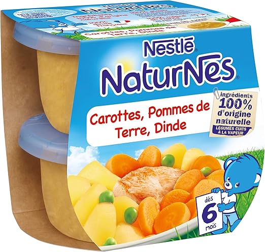 Nestle Naturnes Petits Pots Bebe Carottes Pommes De Terre Dinde Des 6 Mois 2x0g Pack De 8 Amazon Fr Epicerie