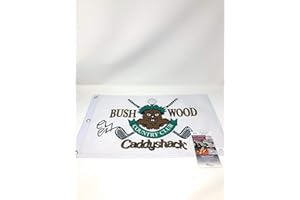 MISTER MANCAVE Chevy Chase Ty Wood CADDY SHACK Signed Autograph Caddyshack Golf Flag JSA Certified