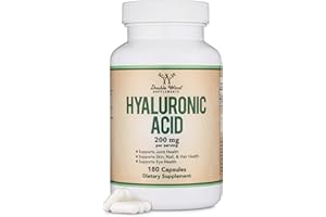 DOUBLE WOOD SUPPLEMENTS Hyaluronic Acid Supplements -180 Capsules (Enhances Effects of Hyaluronic Acid Serum for Face) 200mg Per Serving for Skin and Face Aging Support (Acido Hialuronico) Gluten Free by Double Wood