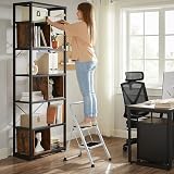 SONGMICS GSL12WT Folding Ladder 2 Steps Alloy Steel White 150 kg EN14183 view 3