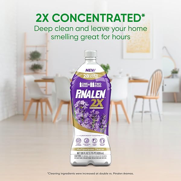PINALEN 2X MAX AROMAS CONCENTRATED MULTIPURPOSE CLEANER – LAVENDER SOOTHE SCENT – 28 FL OZ – ALL PURPOSE CLEANER FOR KITCHEN, BATHROOM, FLOORS & OUTDOORS