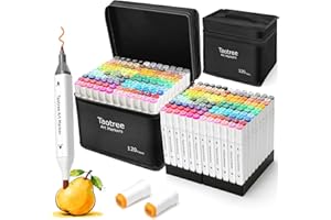 Taotree Alcohol Markers 120 Colors with Case & Holders, Dual Tips Art Coloring Markers Pens, Chisel & Fine Sketch Pens Art Supplies for Artist Kids Adult Coloring Books Drawing, Painting, Sketching